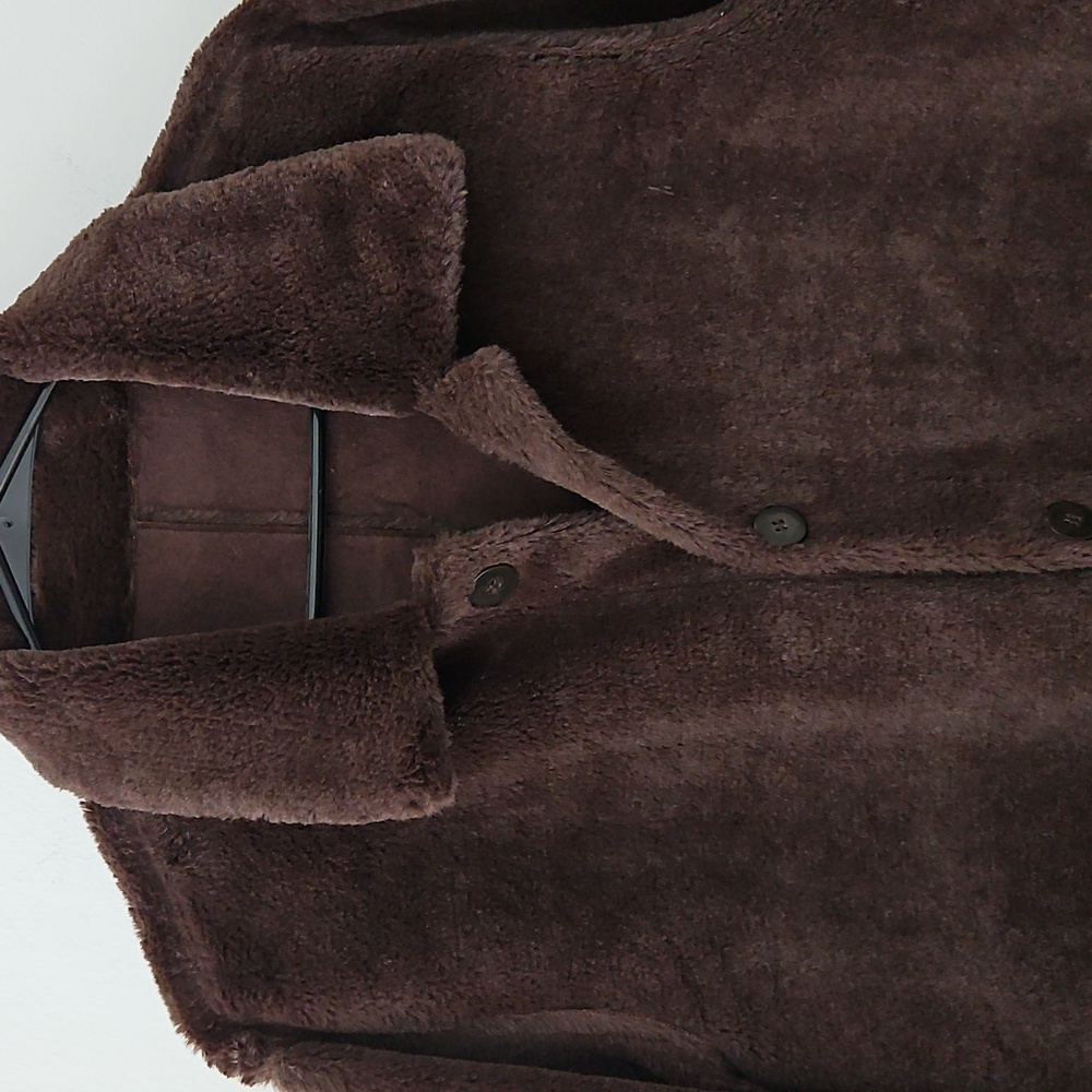 Chocolate brown‎ faux fur reversible coat